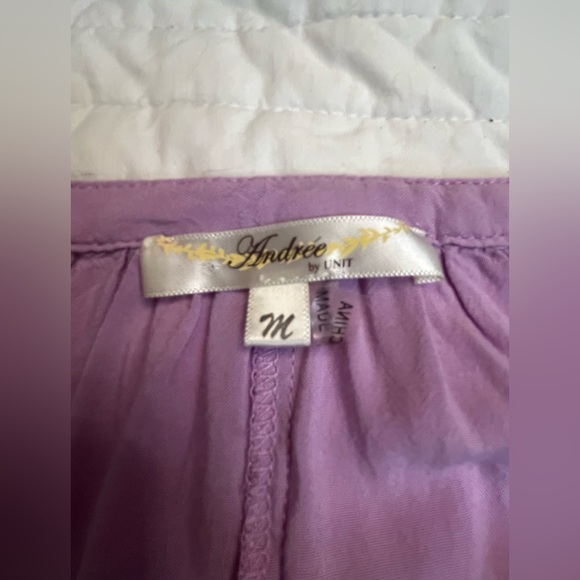 Andree by Unit Top Embroidered Purple Floral Boho Hippie top - Picture 4 of 5